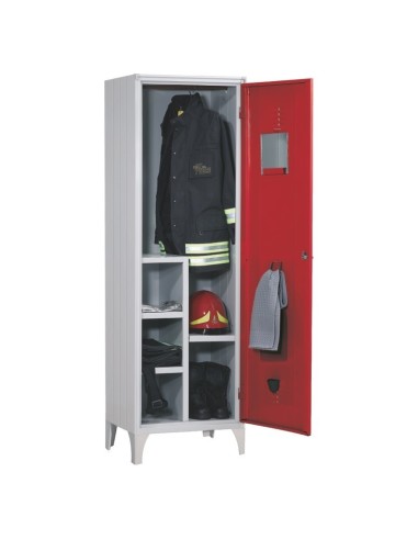 armadio armadietto spogliatoio speciale creato per le stazioni dei vigili del fuoco con serratura portacasco e divisa
