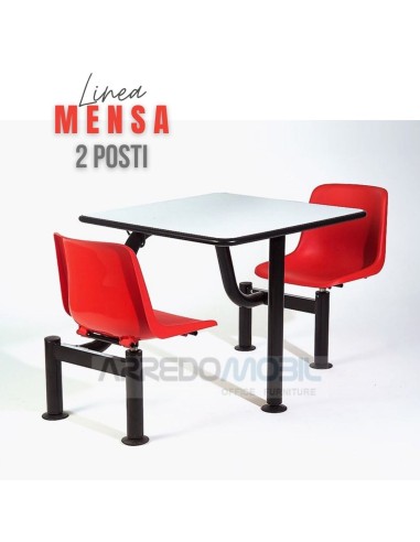 MONOBLOCCO tavolo e sedie per mensa aziendale 2 posti