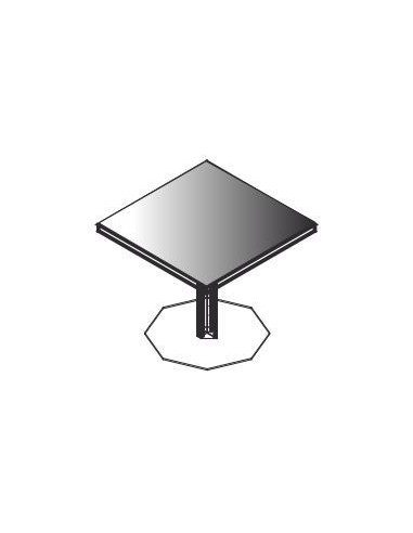 Tavolo riunione quadrato con piano in vetro e basamento in metallo