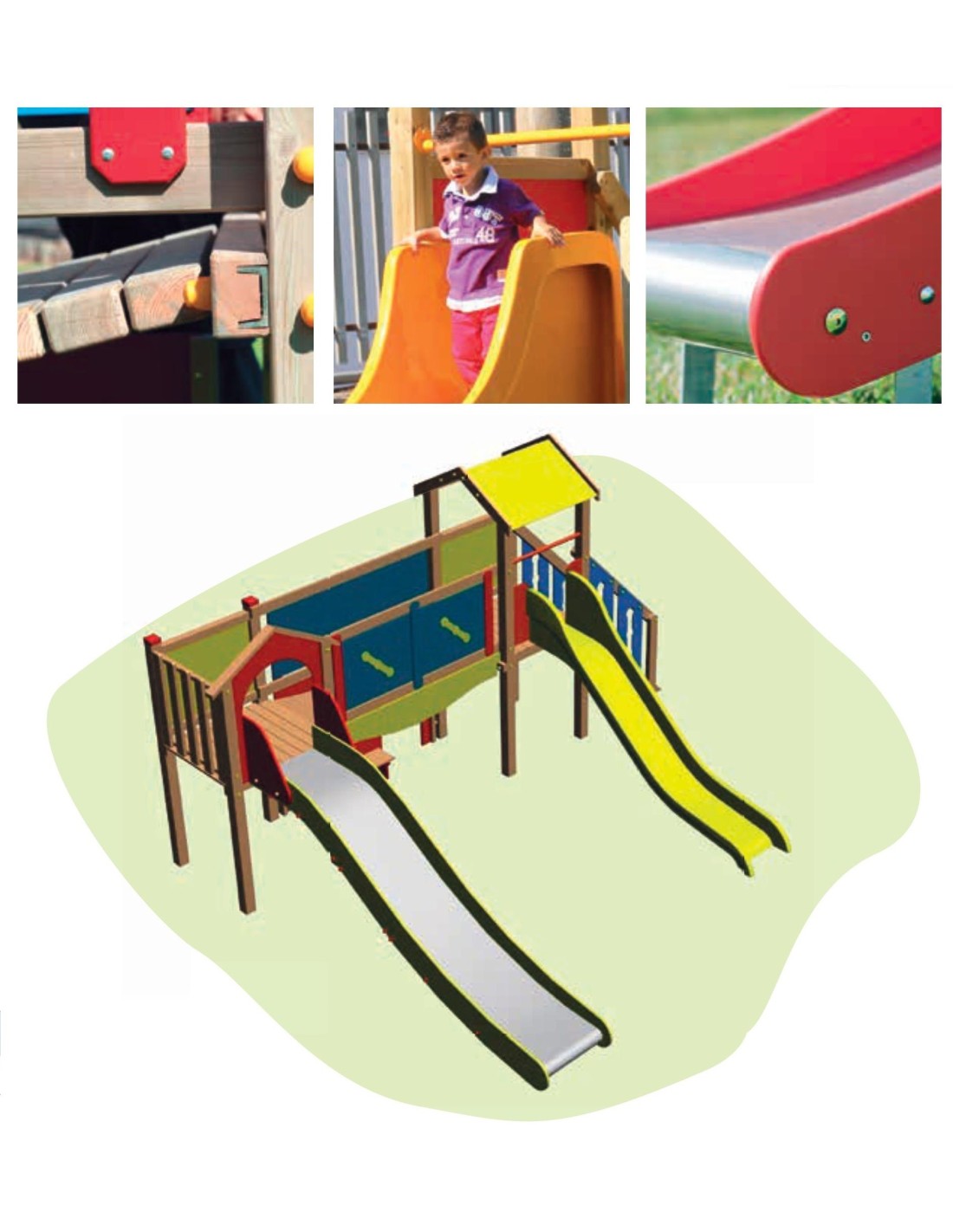 Fortino multi-gioco in legno per bambini ,attrezzato e certificato